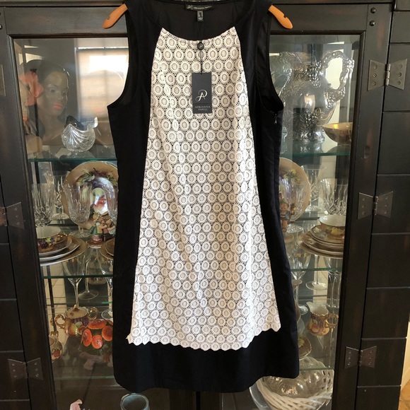 Adrianna Papell Dresses & Skirts - Adrianna Papell Black Sheath Dress Cream Lace